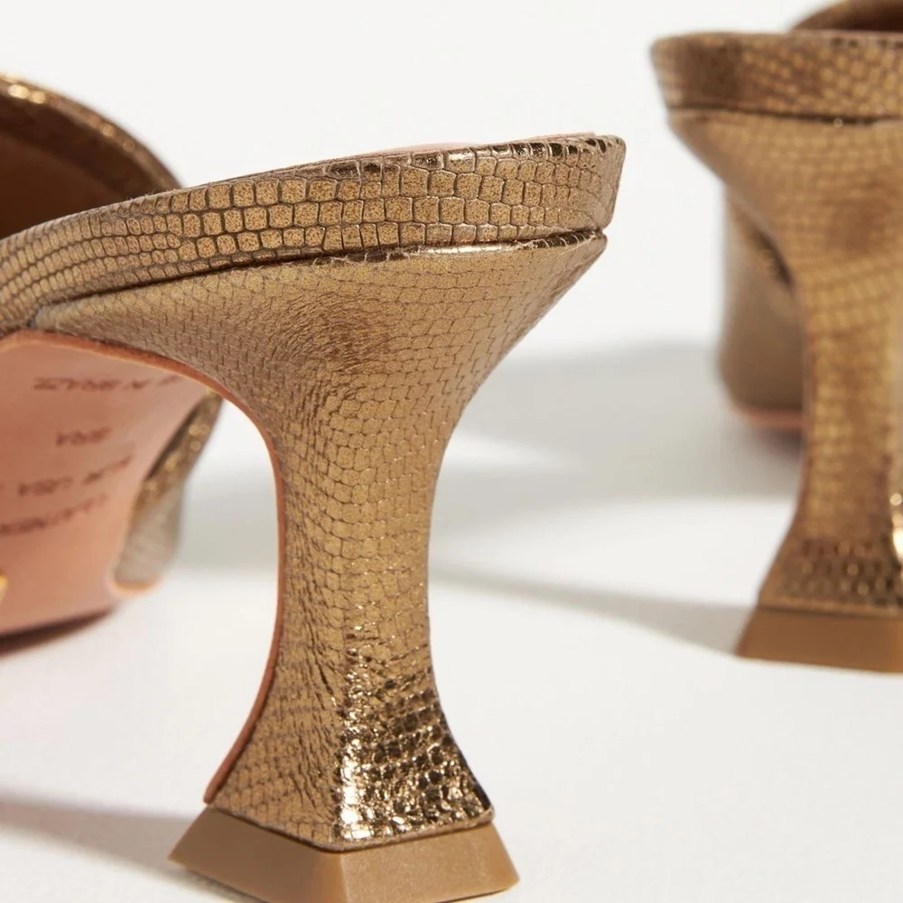 Anthropologie Vicenza Metallic Square Toe Mules 37 - Picture 4 of 5